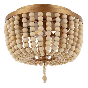 Allison 15" Wood Beaded/Metal LED Flush Mount